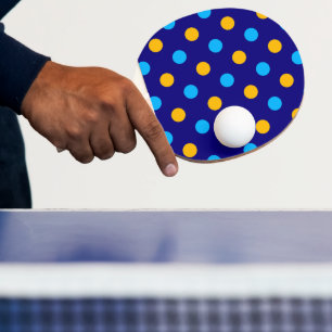 Navy Blau Gelb Cyan Punkte Design Tischtennis Schläger