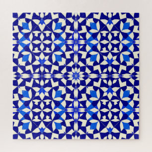 Navy-Blau geometrisches Blumenmuster Puzzle