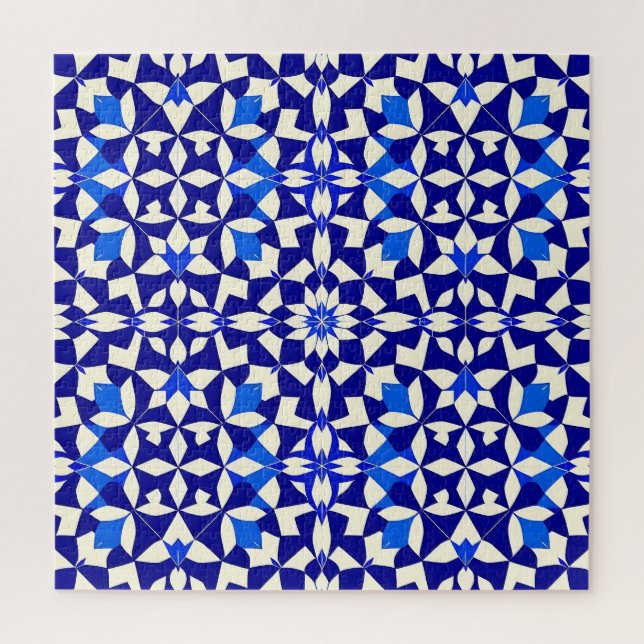 Navy-Blau geometrisches Blumenmuster Puzzle (Vertikal)