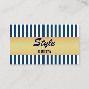 Navy Blau gestreift Gold Bar Stylist Visitenkarte