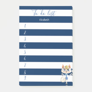 Navy Blau Gestreift, Kitty, To-Do-Liste Post-it Klebezettel