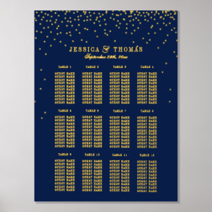 Navy Blau & Glam Gold Konfetti Hochzeitsbestuhlung Foliendrucke