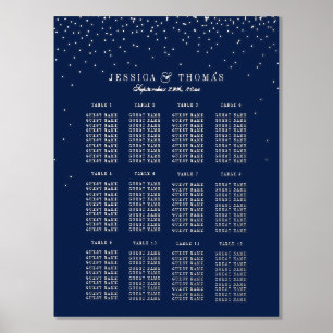 Navy Blau & Glam Silber Konfetti Hochzeitsbestuhlu Foliendrucke