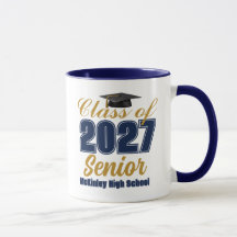Navy Blau Gold Abschlussjahrgang 2027 Personalisie