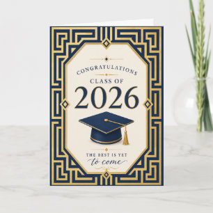 Navy Blau & Gold Abschlusskarte 2026 Karte
