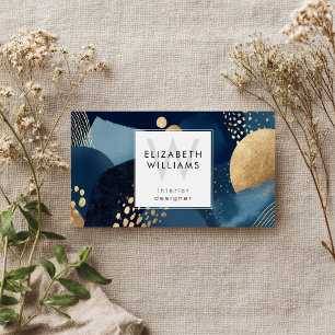 Navy Blau Gold Abstrakt Monogramm Visitenkarte