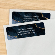 Navy Blau Gold Achat Moderne Rücksendeadresse