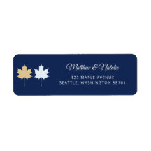 Navy Blau Gold Ahornblatt Elegante Herbsthochzeit