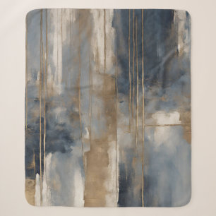 Navy Blau Gold Beige Abstrakte Wasserfarbe Sherpadecke