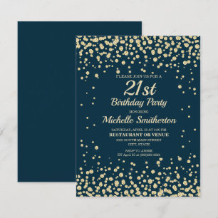 Navy Blau Gold Diamant Glitter Frauen 21. Geburtst Karte