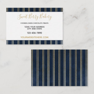 Navy Blau Gold Doppelte Streifen Chic Visitenkarte