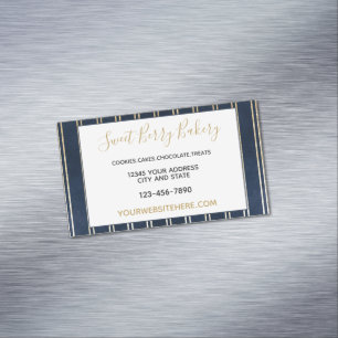 Navy Blau Gold Doppelte Streifen Chic Visitenkarte Magnetische Visitenkarte