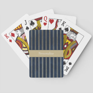 Navy Blau Gold Doppelte Streifen Spielkarten