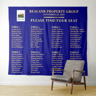 Navy Blau Gold Firmen Sitzplan Logo Wandteppich