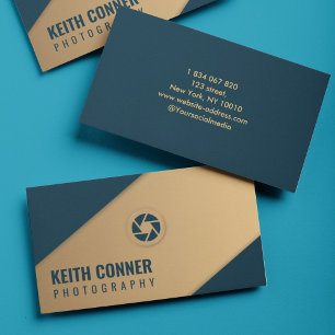 Navy Blau Gold Fotografie Geometrischer Fotograf Visitenkarte