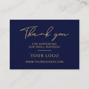 Navy Blau & Gold Geschäft Logo Verpackung Danke Visitenkarte