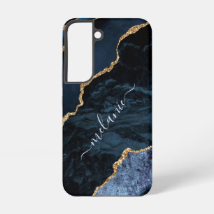 Navy Blau Gold Glitter Marmor Benutzerdefinierter Samsung Galaxy Hülle