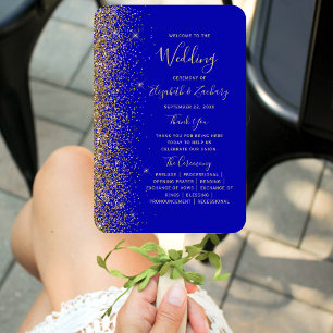 Navy Blau Gold Glitter Rand Hochzeitsprogramm Fächer