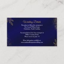Navy Blau Gold Hochzeit Details Beilagekarte