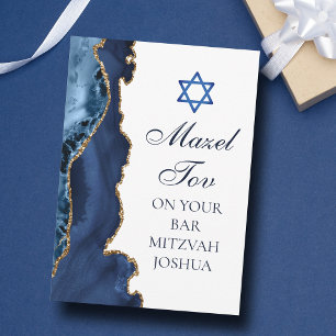 Navy Blau Gold Individuelle Bar Mizwa Mazel Tov Karte