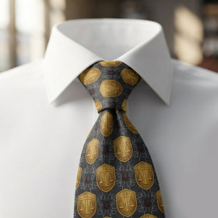 Navy Blau & Gold Justitia-Waage Krawatte