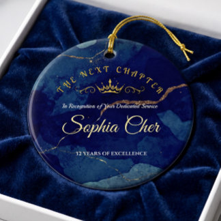 Navy Blau Gold Marmor Ruhestandsornament Keramik Ornament