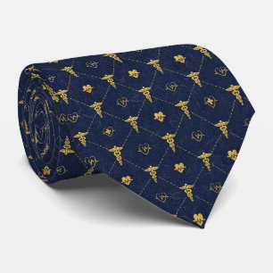 Navy Blau & Gold Medizin  Krawatte