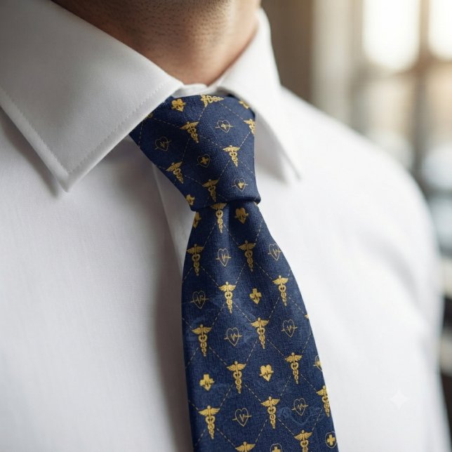 Navy Blau & Gold Medizin  Krawatte (Von Creator hochgeladen)