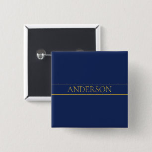 Navy Blau & Gold Name Nachname oder Geschäft Button