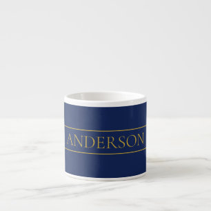 Navy Blau & Gold Name Nachname oder Unternehmen  Espressotasse