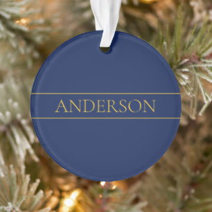 Navy Blau & Gold Name Nachname oder Unternehmen Ornament