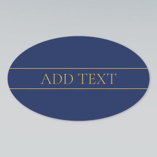 Navy Blau & Gold Name Nachname oder Unternehmen Ovaler Aufkleber