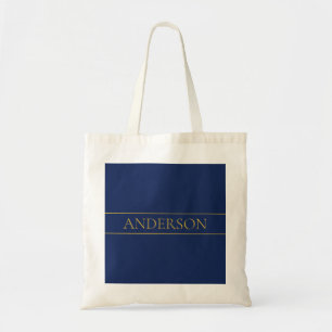 Navy Blau & Gold Name Nachname oder Unternehmen Tragetasche