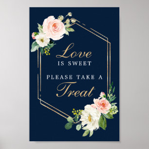 Navy Blau Gold Rouge Liebes Süßigkeiten Geschenke Poster