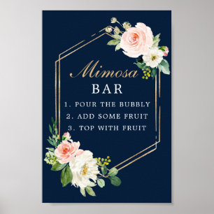 Navy Blau Gold Schimmer Mimosa Bar Schild
