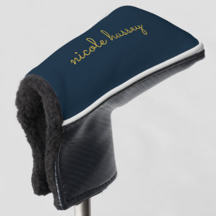 Navy Blau Gold Schrift Stylisches Monogramm Mode Golf Headcover