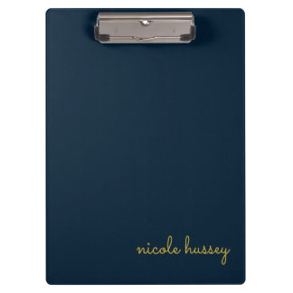 Navy Blau Gold Schrift | Stylisches Monogramm Mode Klemmbrett