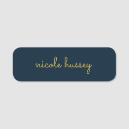 Navy Blau Gold Schrift | Stylisches Monogramm Mode Namensschild
