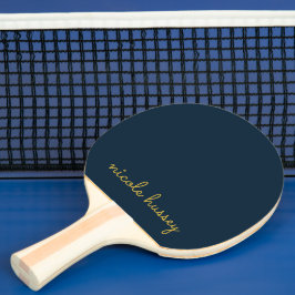 Navy Blau Gold Schrift | Stylisches Monogramm Mode Tischtennis Schläger