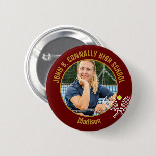 Navy Blau Gold Tennisspieler Foto High School Button