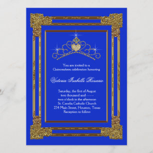 Navy Blau Gold Tiara Sweet 15 Quinceanera Einladung