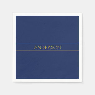Navy Blau & Gold Vorname Nachname oder Firmenname Serviette