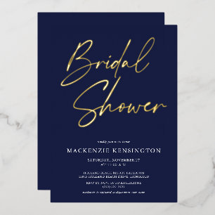 Navy Blau Goldene Brautparty Folieneinladung