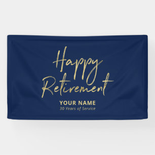 Navy Blau & Goldene Glückliche Ruhestandsfeier Banner