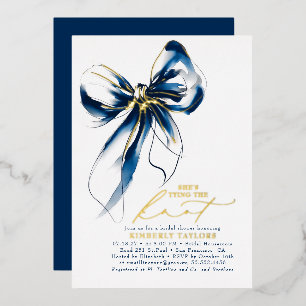 Navy Blau Goldene Schleife Elegante Whimsical Brau Folieneinladung