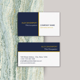 Navy Blau Goldenrod Gelb Moderne Saubere Linie Visitenkarte