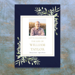 Navy Blau Greenery Foto Lebensfeier Schild