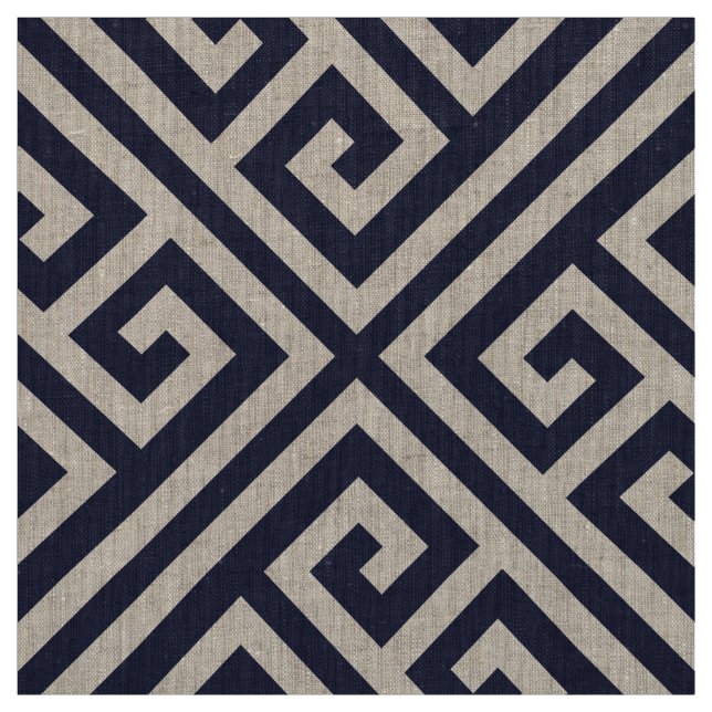 Navy Blau griechischer Schlüssel große Größe Stoff (Muster)
