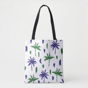 Navy Blau Grüne Palm Muster