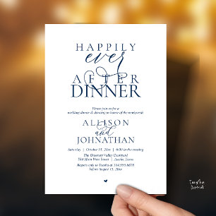 Navy Blau Happily Ever After Dinner Moderne Hochze Einladung
